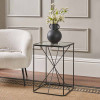 Roxy Glass and Black Metal Side Table