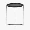 Voss Black Wood Veneer and Black Metal Side Table