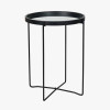 Voss Mirrored Glass and Black Wood Veneer Side Table