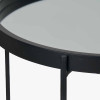 Voss Mirrored Glass and Black Wood Veneer Side Table