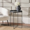 Voss Mirrored Glass and Black Wood Veneer Side Table