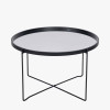 Voss Mirrored Glass and Black Wood Veneer Coffee Table