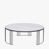 Atri White Marble Veneer and Black Metal Coffee Table