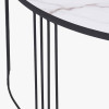 Atri White Marble Veneer and Black Metal Coffee Table