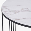 Atri White Marble Veneer and Black Metal Coffee Table