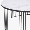 Atri White Marble Veneer and Black Metal Coffee Table