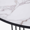 Atri White Marble Veneer and Black Metal Coffee Table