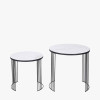 Atri S/2 White Marble Veneer and Black Metal Side Tables