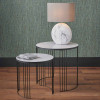 Atri S/2 White Marble Veneer and Black Metal Side Tables