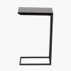 Soho Black Ash Veneer and Black Metal Supper Side Table