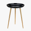 Seline Black Enamel and Gold Metal Side Table