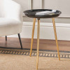 Seline Black Enamel and Gold Metal Side Table