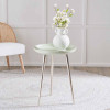 Seline Sage Enamel and Silver Metal Side Table