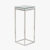 Elysee Mirrored Glass and Silver Metal Square Side Table