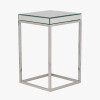 Elysee Mirrored Glass and Silver Metal Small Square Side Table