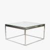 Elysee Mirrored Glass and Silver Metal Square Coffee Table