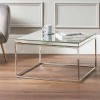 Elysee Mirrored Glass and Silver Metal Square Coffee Table