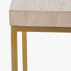 Madison Beige Granite and Burnished Gold Metal Tall Square Side Table