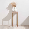 Madison Beige Granite and Burnished Gold Metal Tall Square Side Table