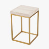 Madison Beige Granite and Burnished Gold Metal Square Side Table