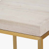 Madison Beige Granite and Burnished Gold Metal Square Side Table