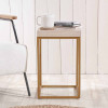 Madison Beige Granite and Burnished Gold Metal Square Side Table