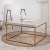 Madison Beige Granite and Burnished Gold Metal Square Coffee Table