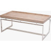 Evelyn Natural Antique Finish Mango Wood and Silver Metal Coffee Table