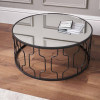 Caprisse Mirrored Glass and Graphite Metal Coffee Table