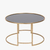 Veneziano Antique Gold Metal and Black Glass Coffee Table