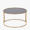 Veneziano Antique Gold Metal and Black Glass Coffee Table