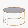 Veneziano Antique Gold Metal and Black Glass Coffee Table