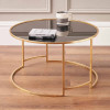 Veneziano Antique Gold Metal and Black Glass Coffee Table