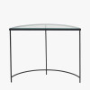 Marazzi Bevelled Glass and Black Metal Half Moon Console Table