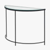 Marazzi Bevelled Glass and Black Metal Half Moon Console Table