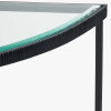 Marazzi Bevelled Glass and Black Metal Half Moon Console Table