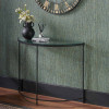 Marazzi Bevelled Glass and Black Metal Half Moon Console Table