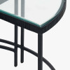 Marazzi S/2 Bevelled Glass and Black Metal Half Moon Coffee Tables