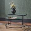 Marazzi S/2 Bevelled Glass and Black Metal Half Moon Coffee Tables