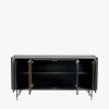 Fiji Black Acacia Wood and Natural Rattan 4 Door Sideboard