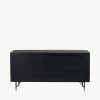 Fiji Black Acacia Wood and Natural Rattan 4 Door Sideboard