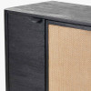 Fiji Black Acacia Wood and Natural Rattan 4 Door Sideboard