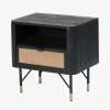 Fiji Black Acacia Wood and Natural Rattan Bedside Unit