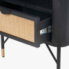 Fiji Black Acacia Wood and Natural Rattan Bedside Unit