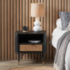 Fiji Black Acacia Wood and Natural Rattan Bedside Unit