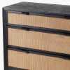 Fiji Black Acacia Wood and Natural Rattan 4 Drawer Unit