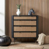 Fiji Black Acacia Wood and Natural Rattan 4 Drawer Unit