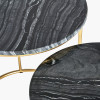 Milly S/2 Black Marble and Gold Metal Side Tables