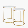 Milly S/2 White Marble and Gold Metal Side Tables