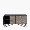 Verde Black Mango Wood and Stone Veneer 4 Door Sideboard